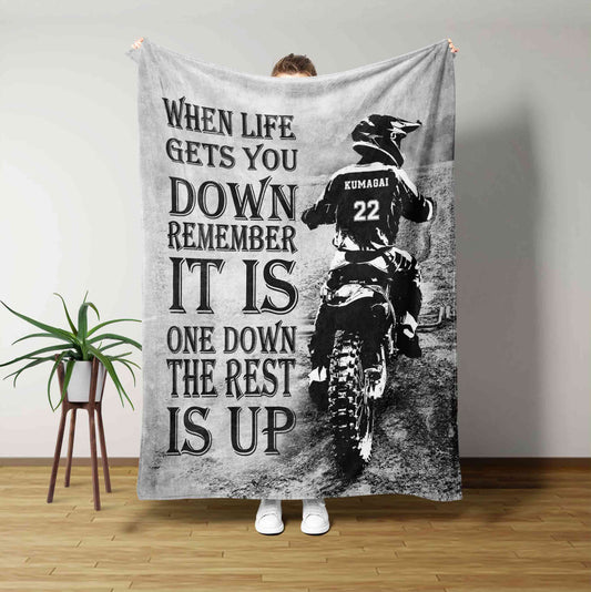When Life Gets You Down Remember Blanket, Dirt Bike Blanket, Motorbike Blanket, Custom Name Blanket