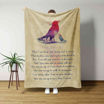 You Raise Me Up Lyric Blanket, Song Blanket, Bird Blanket, Music Blanket, Gift Blanket