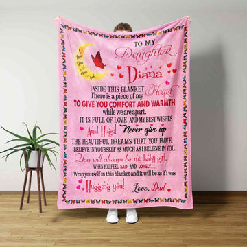 To My Daughter Blanket, Butterfly Blanket, Moon Blanket, Family Blanket, Custom Name Blanket
