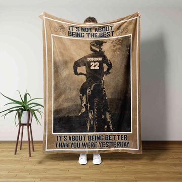 It's Not About Being The Best Blanket, Dirt Bike Blanket, Racing Blanket, Custom Name Blanket