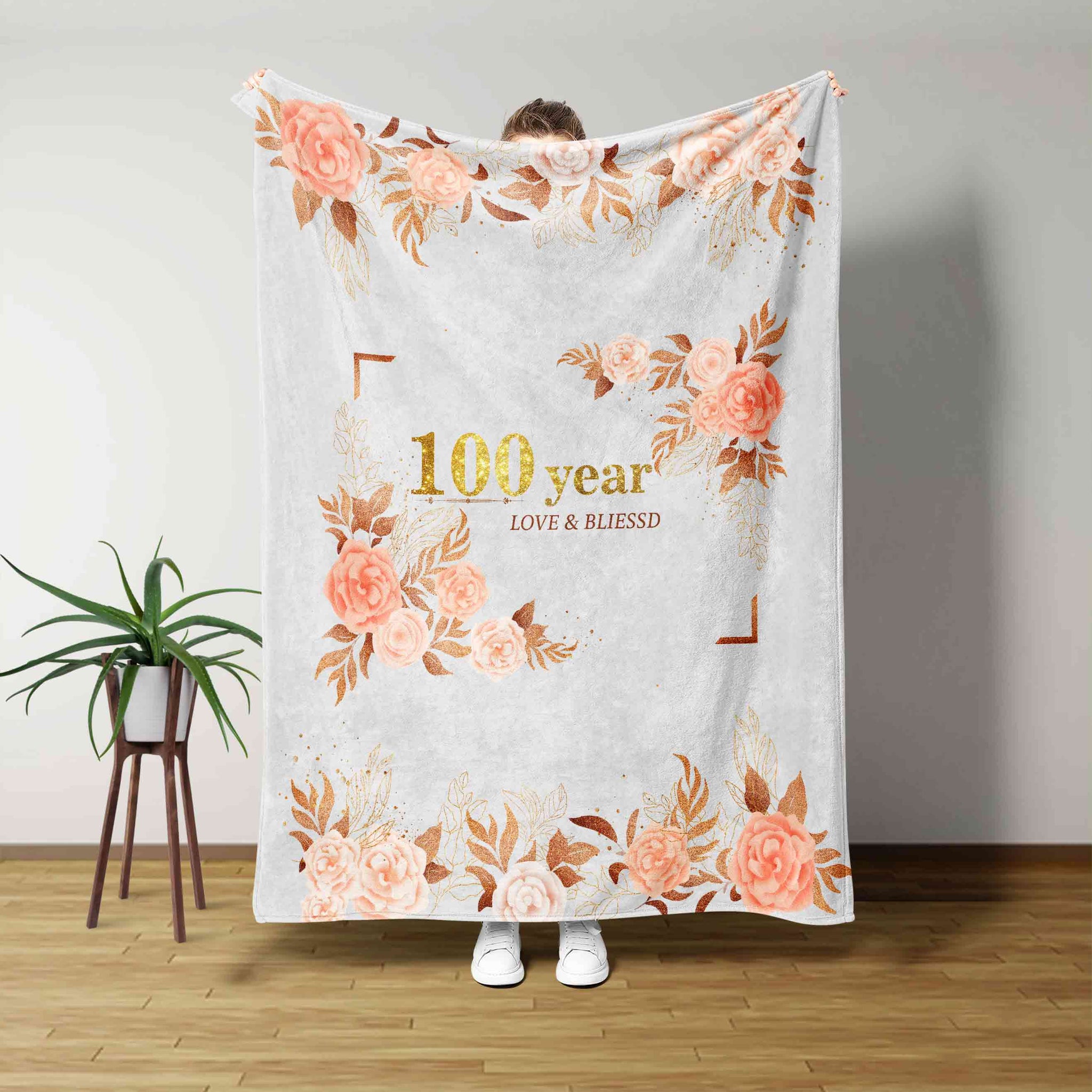 Anniversary Blanket, Rose Blanket, Flower Blanket, Custom Year Blanket, Gift Blanket