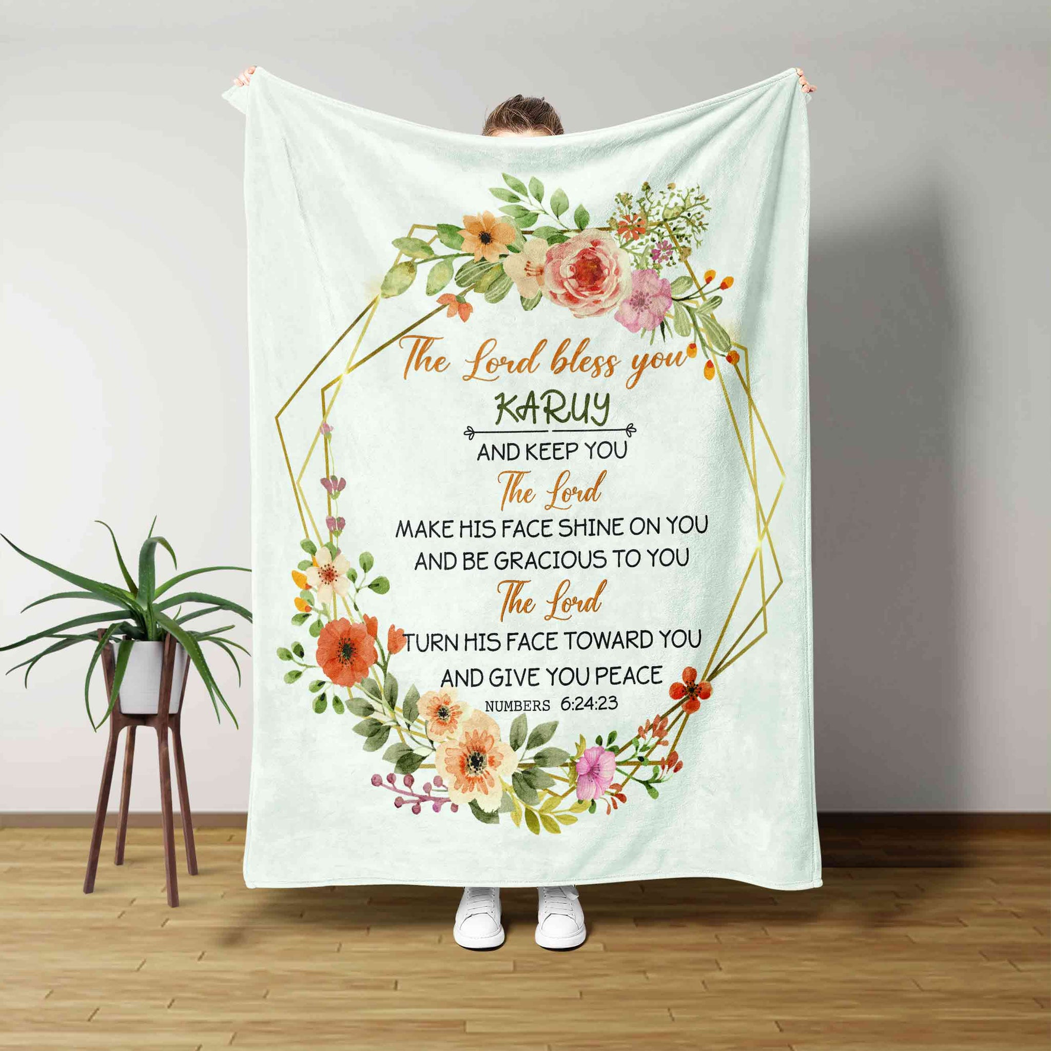 The Lord Bless You And Keep You Blanket, God Blanket, Flower Blanket, Custom Name Blanket