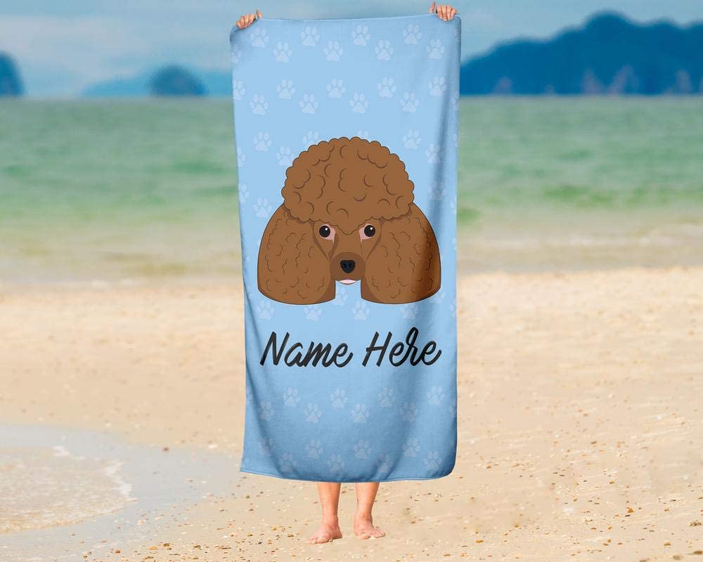 Personalized Corner Custom Chocolate Poodle Beach Towels - Extra Large Adults Childrens Towel for Outdoor Boy Girl Fun Pool Bath Kid Baby Toddler Boys Girls...