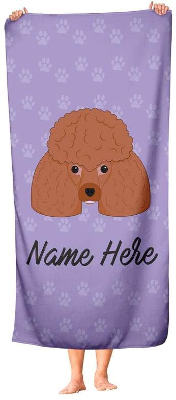Personalized Corner Custom Red Poodle Beach Towels - Extra Large Adults Childrens Towel for Outdoor Boy Girl Fun Pool Bath Kid Baby Toddler Boys Girls