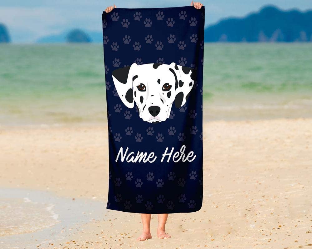 Personalized Corner Custom Dalmatian Beach Towels - Extra Large Adults Childrens Towel for Outdoor Boy Girl Fun Pool Bath Kid Baby Toddler Boys Girls