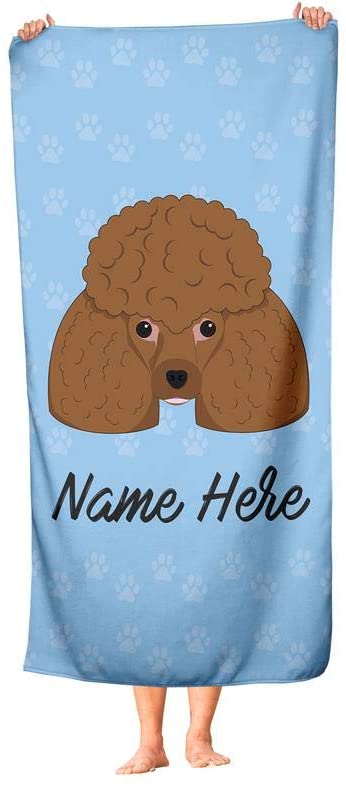Personalized Corner Custom Chocolate Poodle Beach Towels - Extra Large Adults Childrens Towel for Outdoor Boy Girl Fun Pool Bath Kid Baby Toddler Boys Girls...