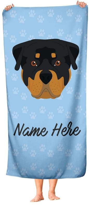 Personalized Corner Custom Rottweiler Beach Towels - Extra Large Adults Childrens Towel for Outdoor Boy Girl Fun Pool Bath Kid Baby Toddler Boys Girls …