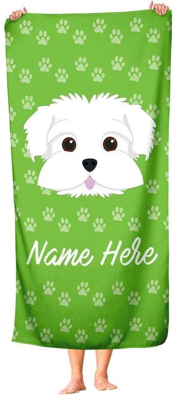 Personalized Corner Custom Maltese Beach Towels - Extra Large Adults Childrens Towel for Outdoor Boy Girl Fun Pool Bath Kid Baby Toddler Boys Girls …