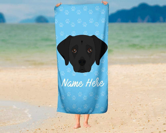 Personalized Corner Custom Black Lab Beach Towels - Extra Large Adults Childrens Towel for Outdoor Boy Girl Fun Pool Bath Kid Baby Toddler Boys Girls