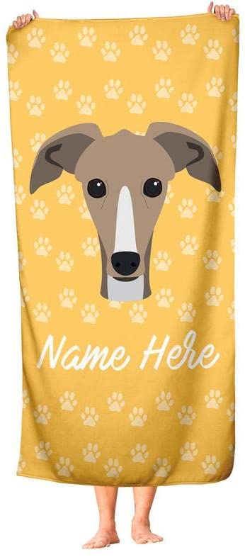 Personalized Corner Custom Greyhound Beach Towels - Extra Large Adults Childrens Towel for Outdoor Boy Girl Fun Pool Bath Kid Baby Toddler Boys Girls