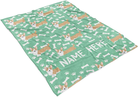Personalized Custom Corgi Fleece and Sherpa Throw Blanket for Men Women Kids Babies - Blankets Perfect for Bedtime Bedding or as Gift Dog Dog Mom Dad