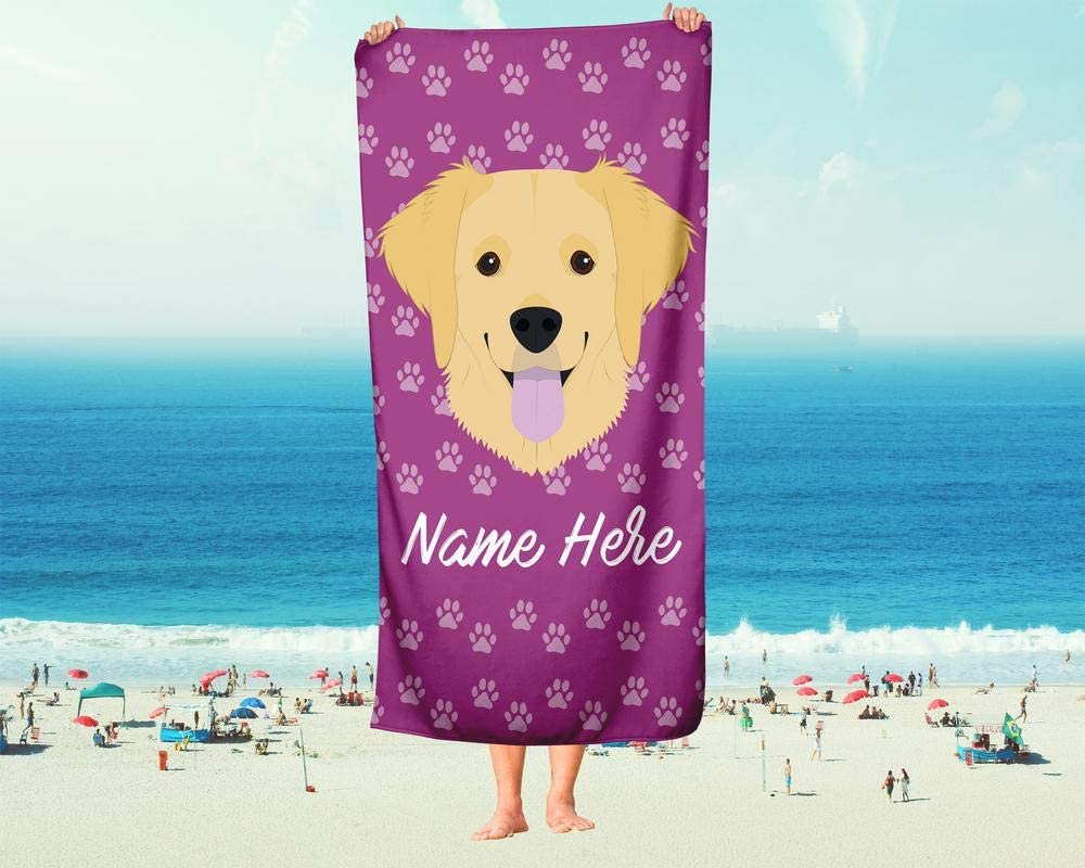 Personalized Corner Custom Golden Retriever Beach Towels - Extra Large Adults Childrens Towel for Outdoor Boy Girl Fun Pool Bath Kid Baby Toddler Boys Girls...