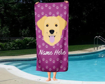 Personalized Corner Custom Golden Retriever Beach Towels - Extra Large Adults Childrens Towel for Outdoor Boy Girl Fun Pool Bath Kid Baby Toddler Boys Girls...