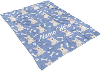Personalized Custom Pet Frenchie Fleece and Sherpa Throw Blanket for Men Women Kids Babies - Pet Dog Mom Dad Dogs Blankets Perfect for Bedtime Bedding Gift
