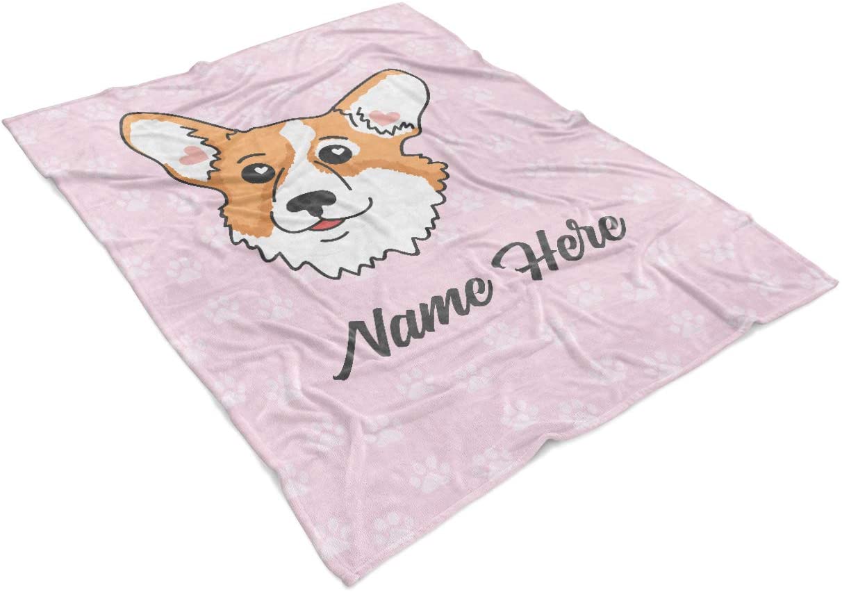 Personalized Custom Pet Corgi Fleece and Sherpa Throw Blanket for Men, Women, Kids, Babies - Matching Pet Blankets Perfect for Bedtime, Bedding or as Gift