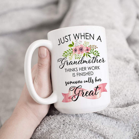 Grandmother Gift Mug, Coffee Mugs For Best Mom Grandma Nana, New Great Grandmas Pregnancy Announcement.