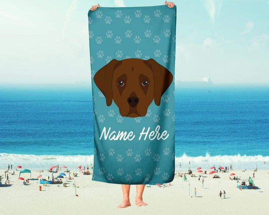 Personalized Corner Custom Chocolate Lab Beach Towels - Extra Large Adults Childrens Towel for Outdoor Boy Girl Fun Pool Bath Kid Baby Toddler Boys Girls...