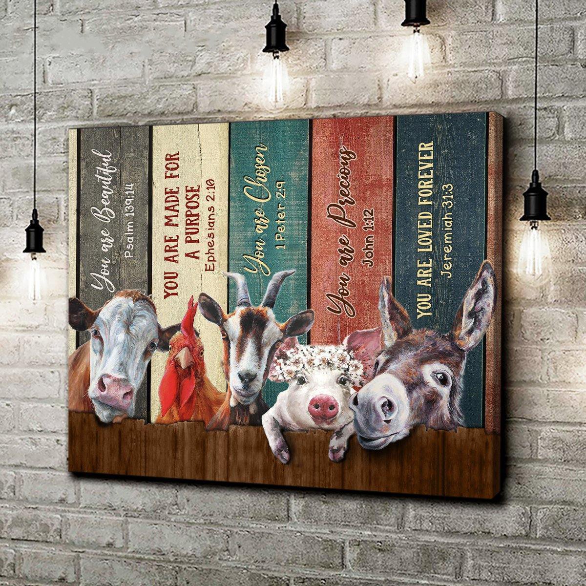 Farm Animal Canvas, You Are Beautiful Chosen Made Canvas - Canvas Prints