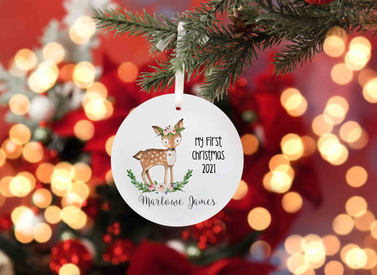 My First Christmas Ornament, Deer Ornament, Flower Ornament, Custom Name Ornaments, Christmas Ornaments, Ornament Gifts