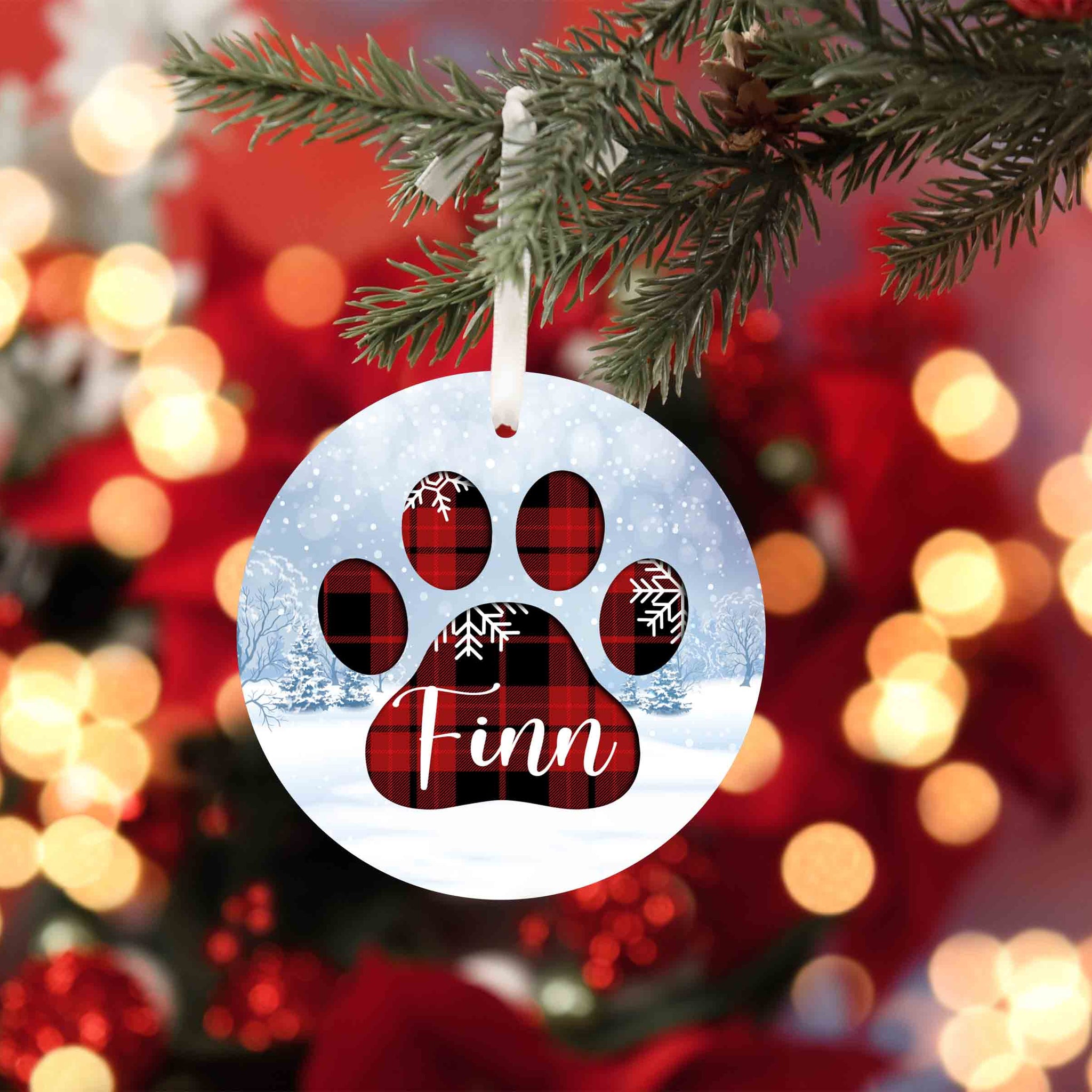Paw Print Ornament, Winter Ornament, Snowflakes Ornament, Christmas Ornaments, Custom Name Ornaments, Ornament Gifts