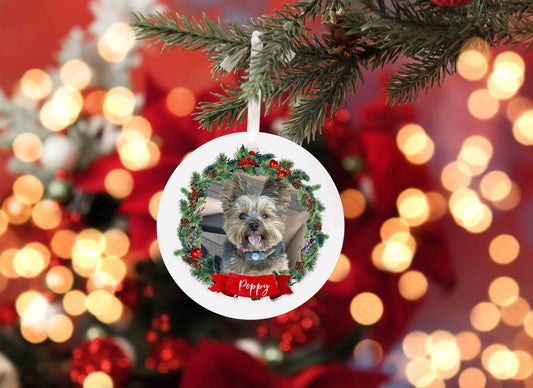 Yorkshire Terrier Ornament, Pet Ornament, Custom Image Ornament, Custom Name Ornaments, Christmas Ornaments, Ornament Gifts