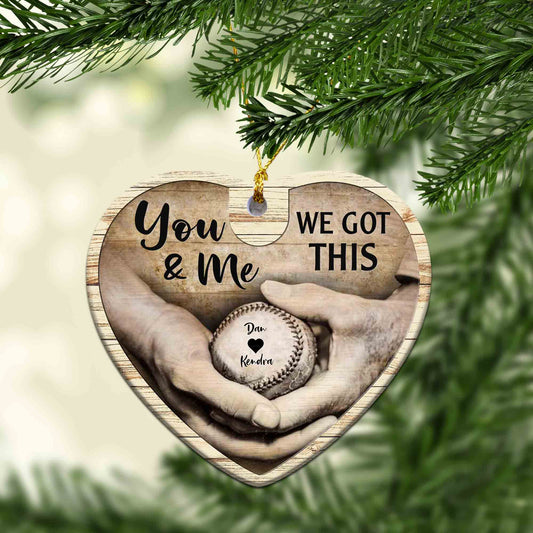 You And Me We Got This Ornament, Heart Ornament, Softball Ornament, Custom Name Ornaments, Christmas Ornaments, Ornament Gifts