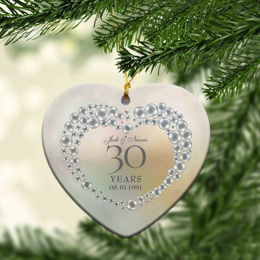 Anniversary Ornament, Heart Ornament, Custom Name Ornaments, Christmas Ornaments, Ornament Gifts