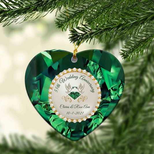 Anniversary Ornament, Heart Ornament, Diamond Ornament, Custom Name Ornaments, Christmas Ornaments, Ornament Gifts