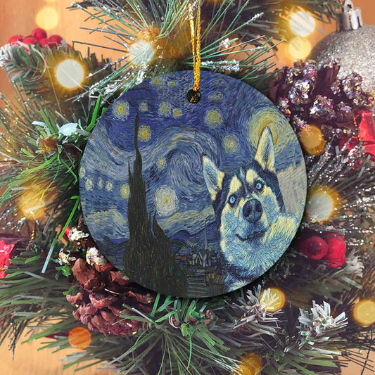 The Starry Night Ornament, Husky Ornament, Dog Ornament, Christmas Ornaments, Ornament Gifts