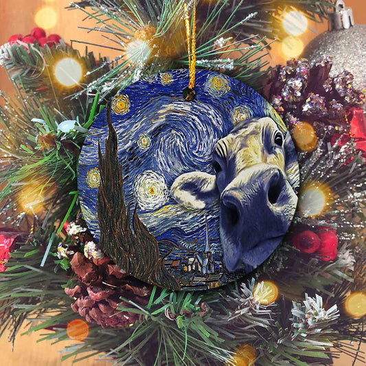 The Starry Night Ornament, Cow Ornament, Christmas Ornaments, Ornament Gifts, Ornament Decor, Holiday Ornament