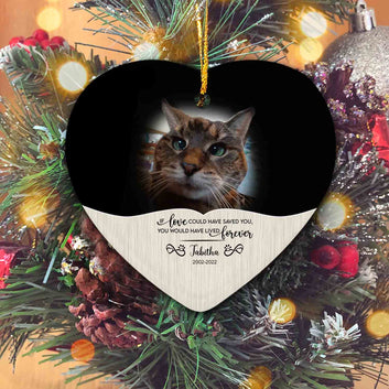 Cat Memorial Ornament, Christmas Photo Ornaments, Cat Lover Memorial Gift, Custom Pet Memorial Ornament, Pet Portrait Name Gift, Christmas Ornaments