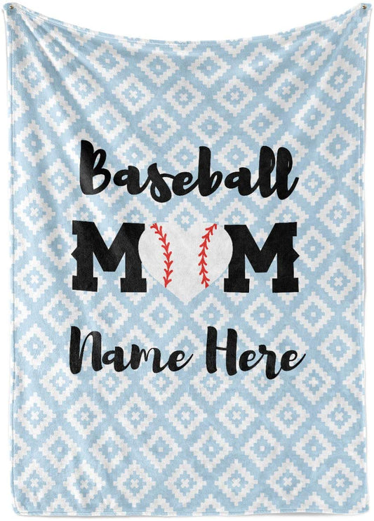 Personalized Corner Customized Baseball Mom Fleece Throw Blanket - Warm Lightweight Stadium Blankets for Team Moms