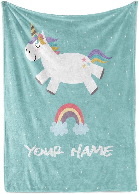Personalized Custom Positive Vibes Unicorn Fleece and Sherpa Throw Blanket for Men, Women, Kids, Babies - Matching Pet Blankets Perfect for Bedtime, Bedding...