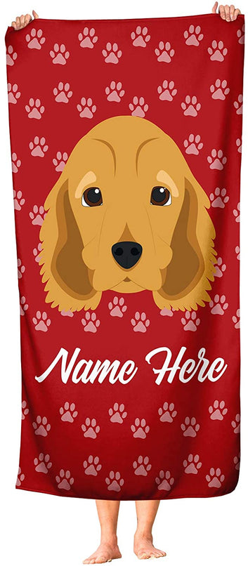Personalized Corner Custom Cocker Spaniel Beach Towels - Extra Large Adults Childrens Towel for Outdoor Boy Girl Fun Pool Bath Kid Baby Toddler Boys Girls...