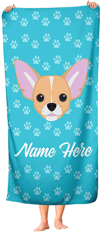 Personalized Corner Custom Chihuahua Beach Towels - Extra Large Adults Childrens Towel for Outdoor Boy Girl Fun Pool Bath Kid Baby Toddler Boys Girls