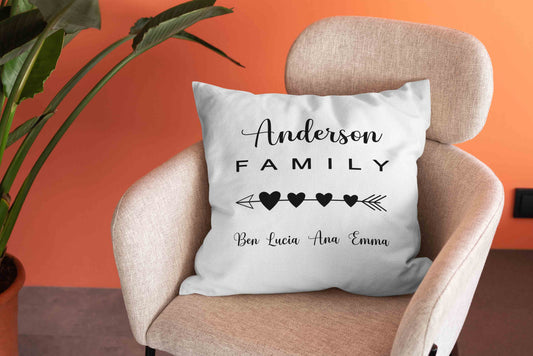 Personalized Name Pillows, Heart Pillow, Arrow Pillow, Family Pillow, Throw Pillows, Pillow Gift
