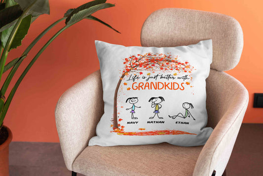Life Is Just Better With Grandkids Pillow, Grandkid Pillow, Child Pillow, Personalized Name Pillows, Family Pillow