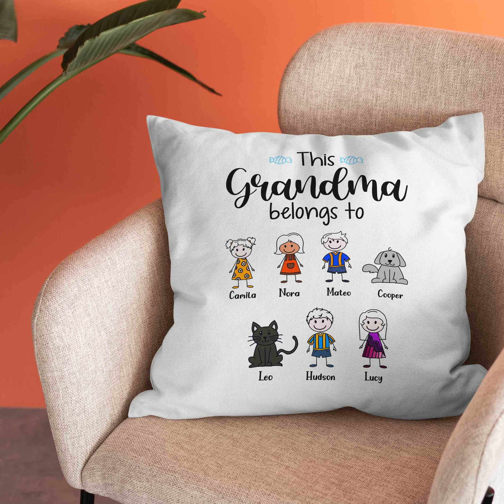 This Grandma Belongs To Pillow, Kid Pillow, Cat Pillow, Dog Pillow, Personalized Name Pillows, Family Pillow
