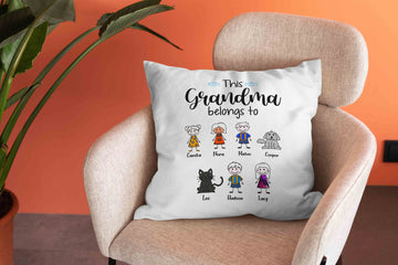 This Grandma Belongs To Pillow, Kid Pillow, Cat Pillow, Dog Pillow, Personalized Name Pillows, Family Pillow
