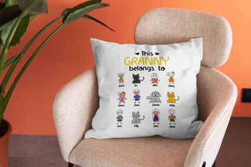 This Granny Belongs To Pillow, Cat Pillow, Kid Pillow, Dog Pillow, Personalized Name Pillows, Family Pillow