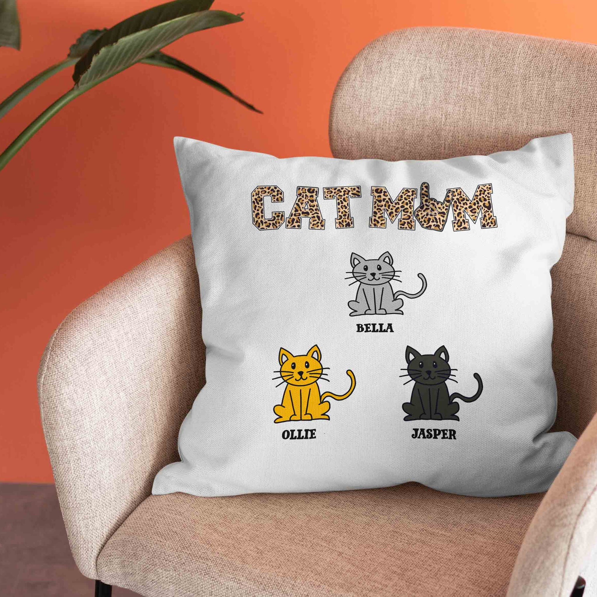 Cat Mom Pillow, Cat Pillow, Pet Pillow, Personalized Name Pillows, Family Pillow, Pillow Gift