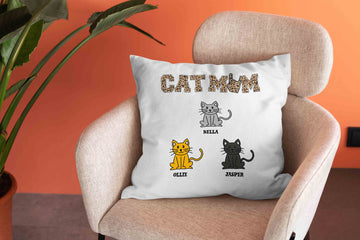 Cat Mom Pillow, Cat Pillow, Pet Pillow, Personalized Name Pillows, Family Pillow, Pillow Gift