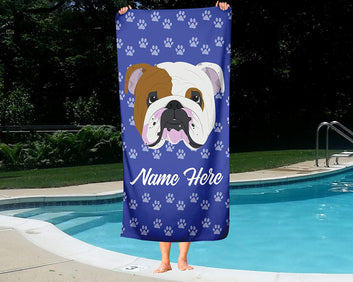 Personalized Corner Custom English Bulldog Beach Towels - Extra Large Adults Childrens Towel for Outdoor Boy Girl Fun Pool Bath Kid Baby Toddler Boys Girls...