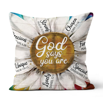 God Says You Are Linen Throw Pillow