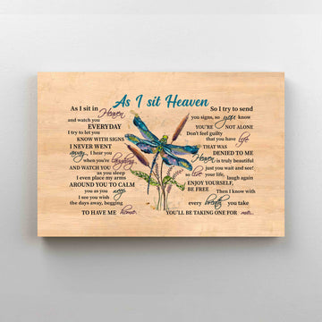 As I Sit In Heaven Canvas, Dragonfly Canvas, Memorial Canvas, Wall Art Canvas