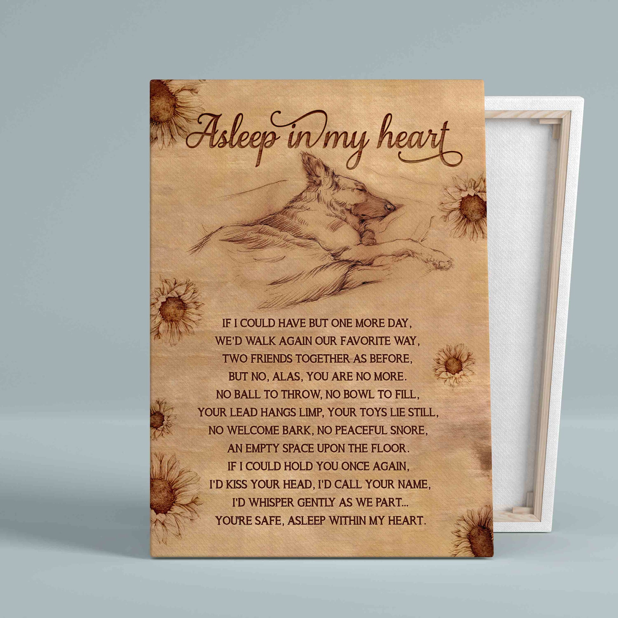 Asleep In My Heart Canvas, Life Quote Canvas, Sunflower Canvas, Vintage Canvas