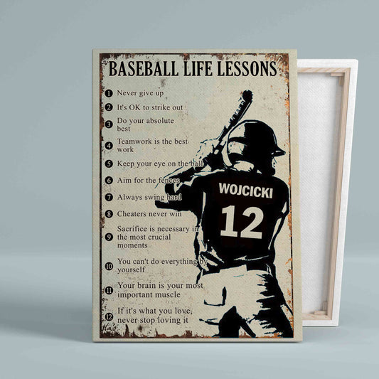 Baseball Life Lessons Canvas, Motivational Canvas, Sport Canvas, Wall Art Canvas