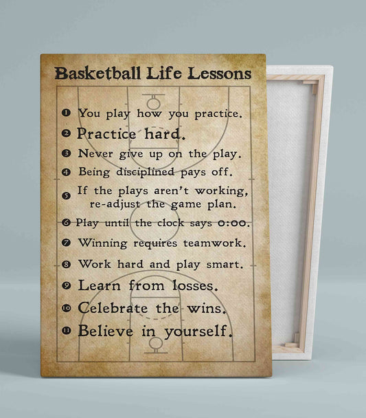 Basketball Life Lessons Canvas, Basketball Canvas, Life Lessons Canvas, Wall Art Canvas, Gift Canvas