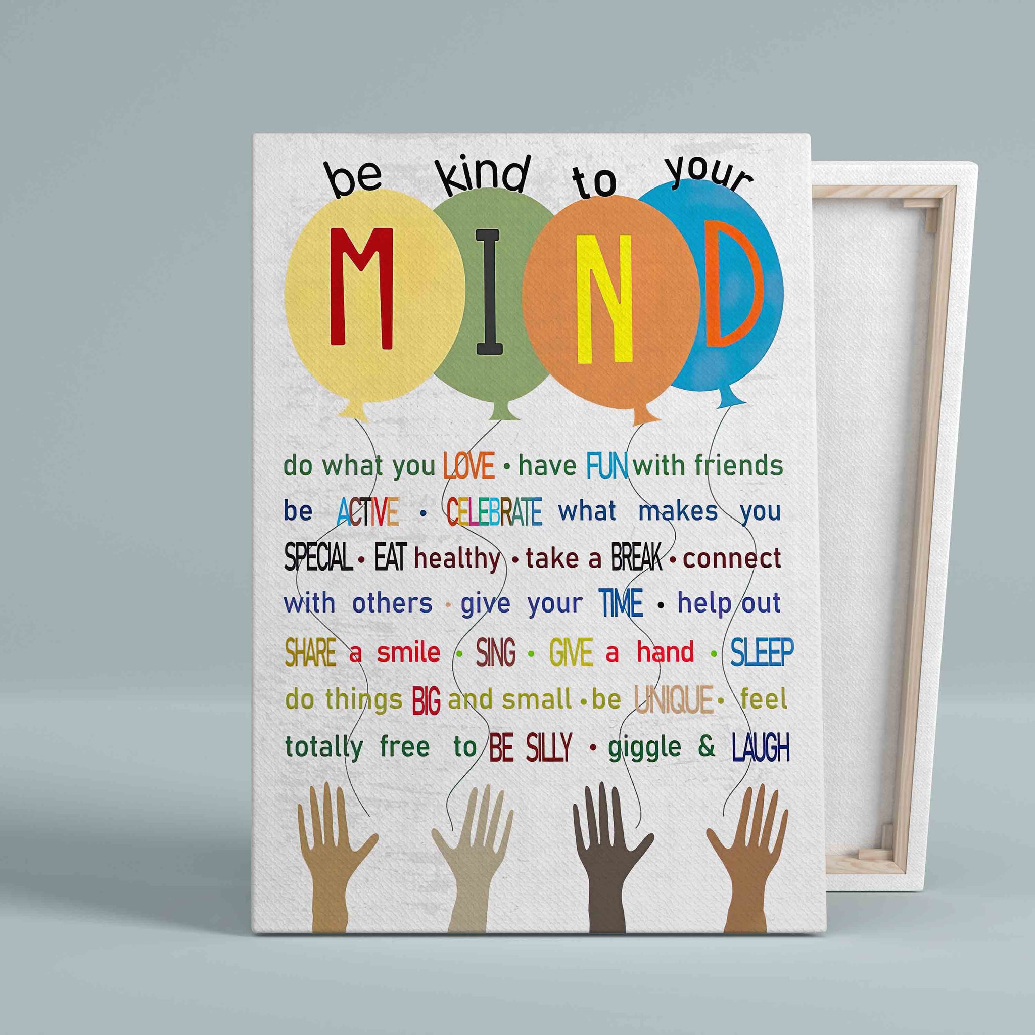 Be Kind To Your Mind Canvas, Motivational Canvas, Inspirational Canvas, Wall Art Canvas