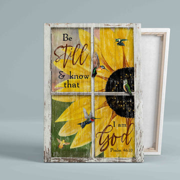 Be Still And Know That I Am God Canvas, Sunflower Canvas, Rustic Window Canvas